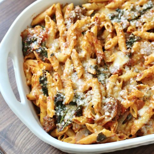 Cheesy Beef & Kale Pasta Bake | Milk & Honey Nutrition