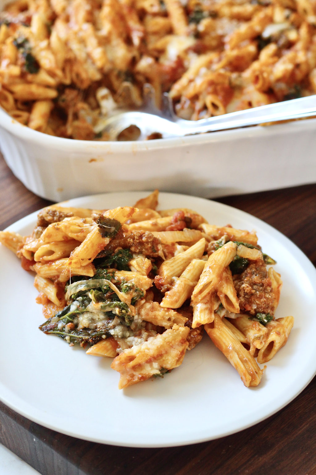 Cheesy Beef & Kale Pasta Bake | Milk & Honey Nutrition