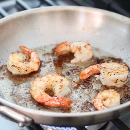 How to cook shrimp 2 | Milk & Honey Nutrition cooked shrimp saute on pan how to cook shrimp