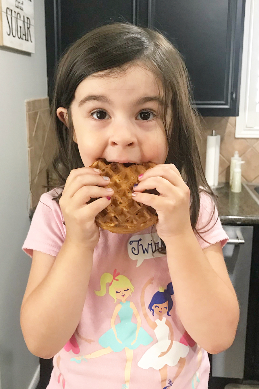  My 4-year-old caught in the act sneaking a waffle! 