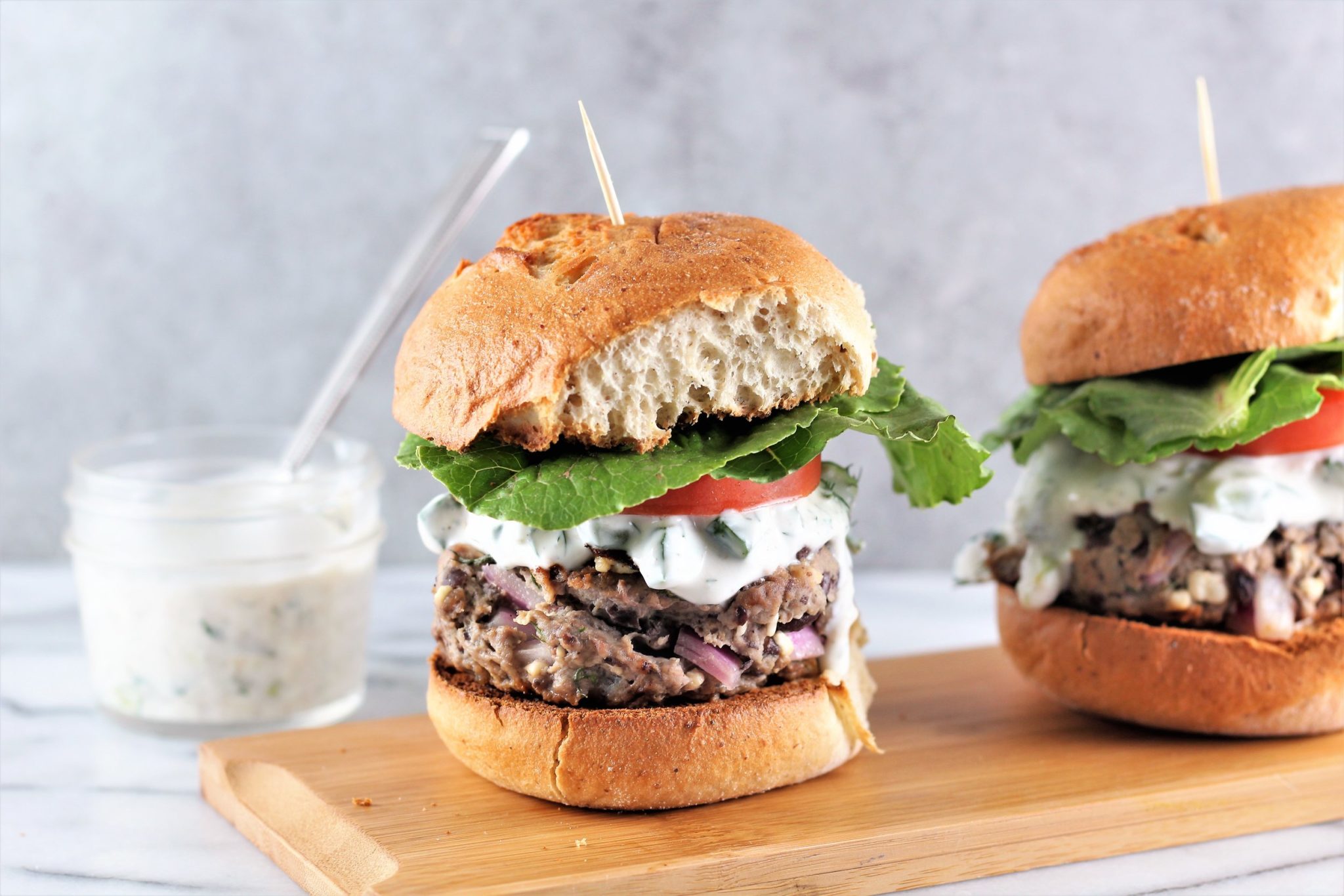 Lamb, Feta, and Black Bean Burgers with Greek Yogurt Tzatziki Sauce ...