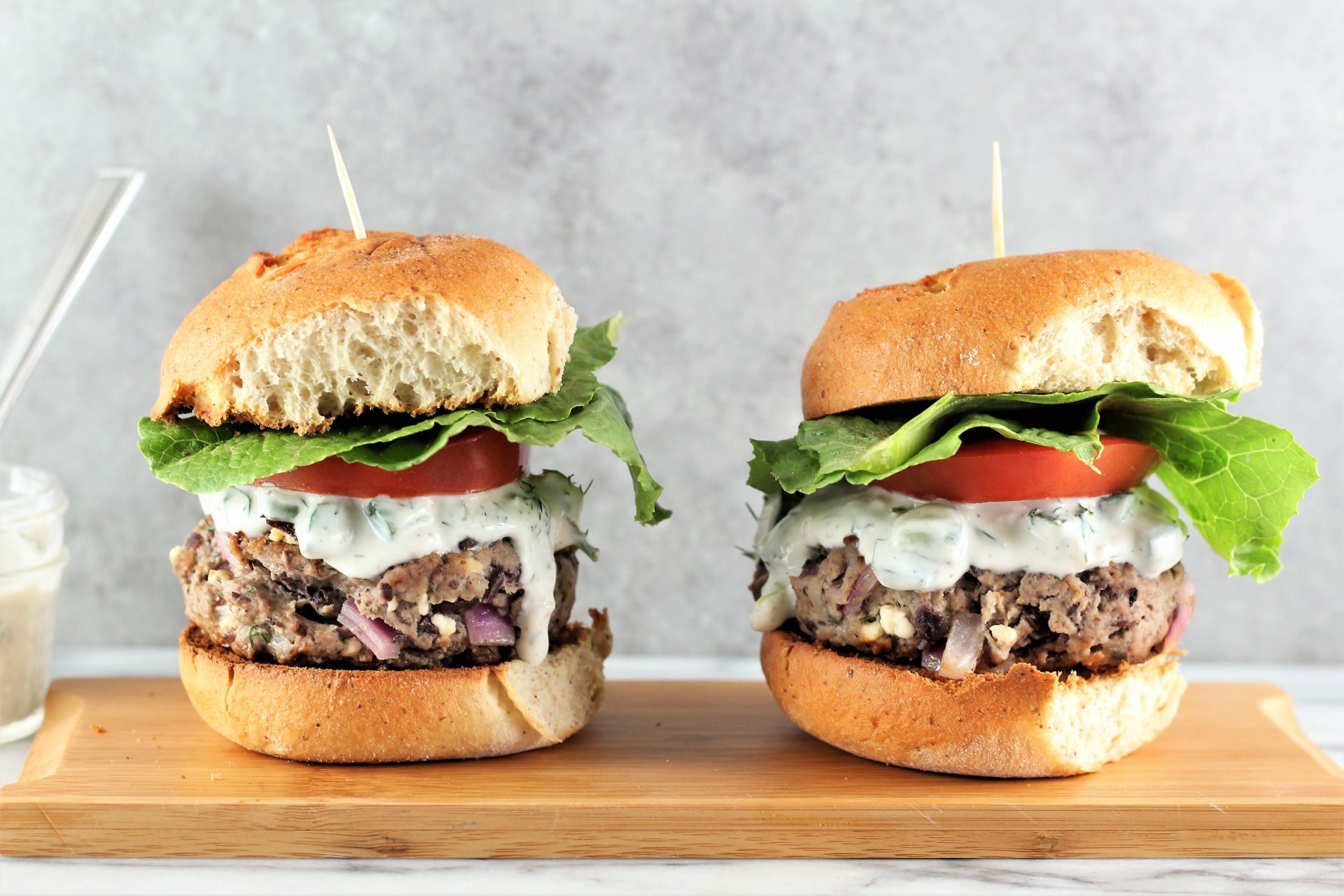 Lamb, Feta, and Black Bean Burgers with Greek Yogurt Tzatziki Sauce ...