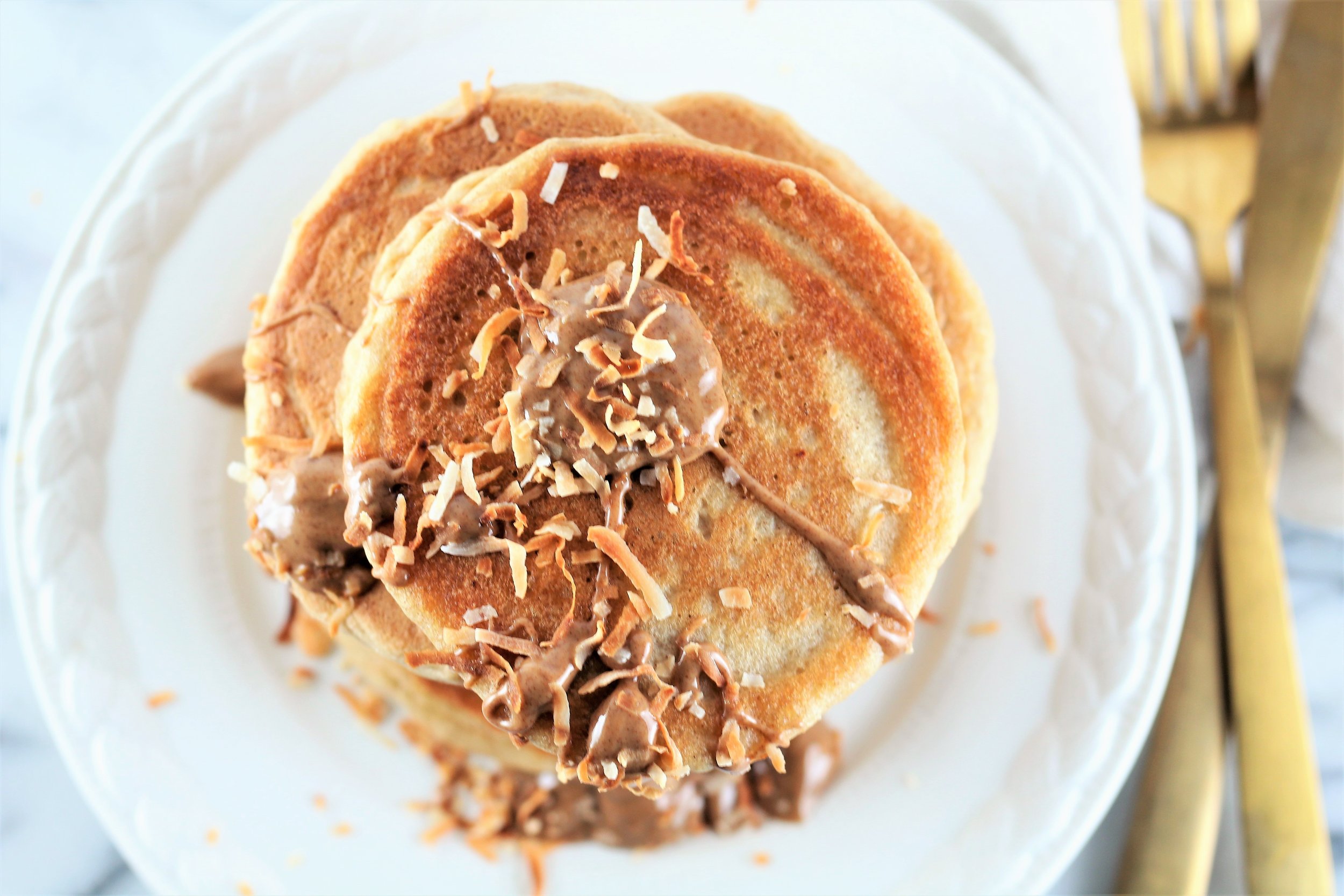 Pina Colada Almond Butter Pancakes | Milk & Honey Nutrition