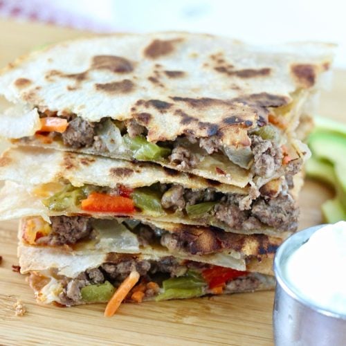Cheesy Veggie & Ground Beef Quesadillas 11 | Milk & Honey Nutrition ground beef quesadillas