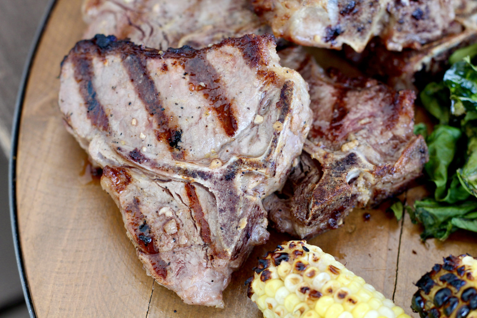 Grilled Lamb Loin Chops With Corn On The Cob And Grilled Romaine 