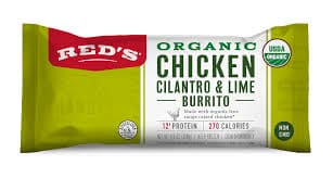 red organic chicken cilantro lime and rice burrito