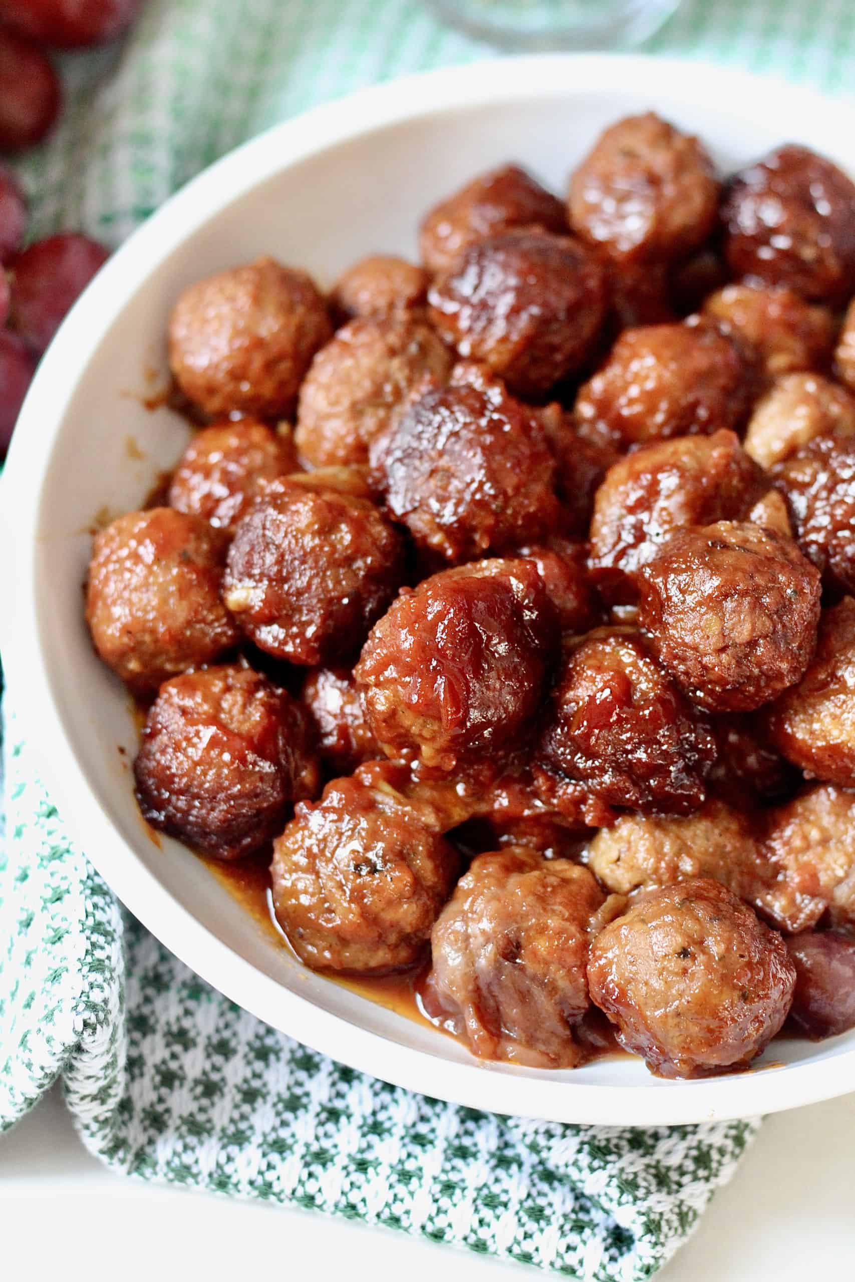 Crockpot Grape Jelly BBQ Meatballs Milk & Honey Nutrition