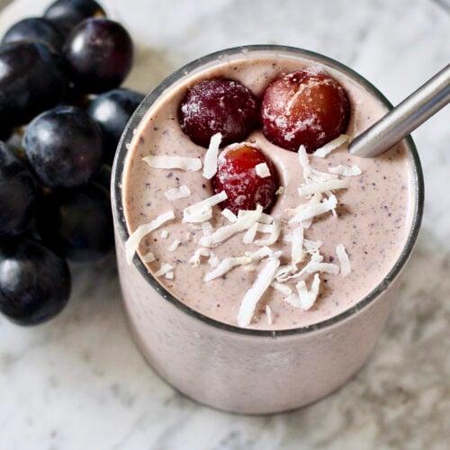 grape smoothie 3 | Milk & Honey Nutrition grape smoothie with frozen grapes