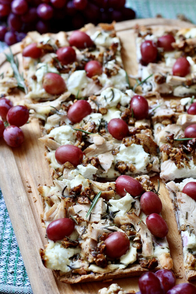 grape pizza with almond flour crust