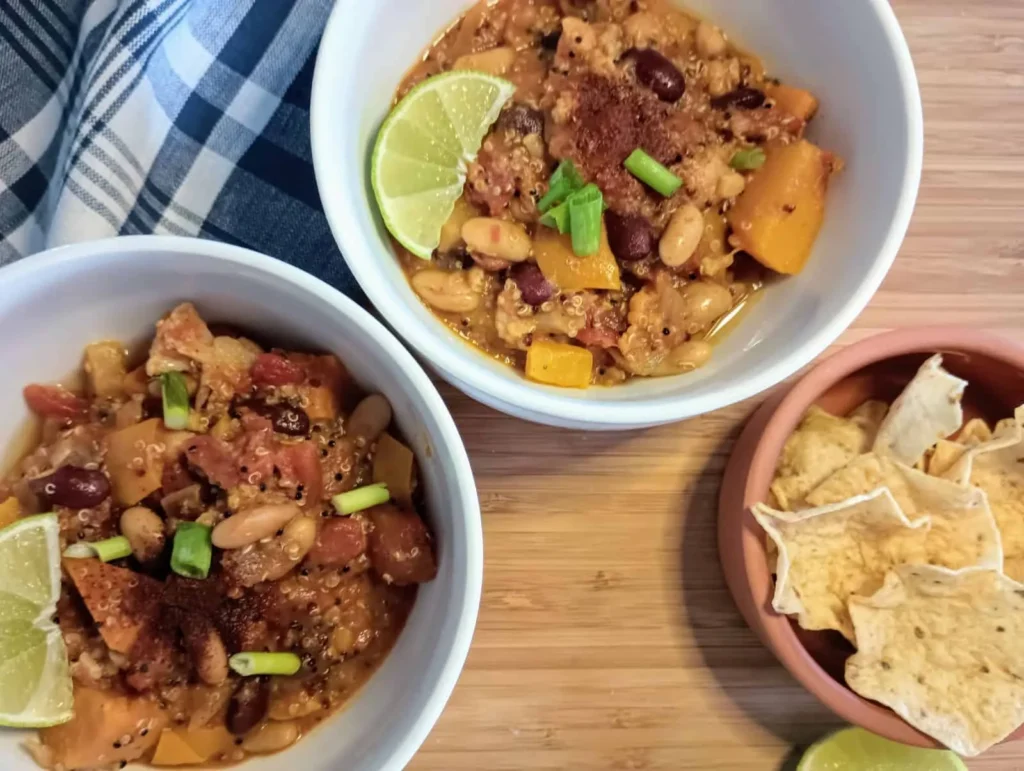 vegetarian chili with butternut squash and cauliflower