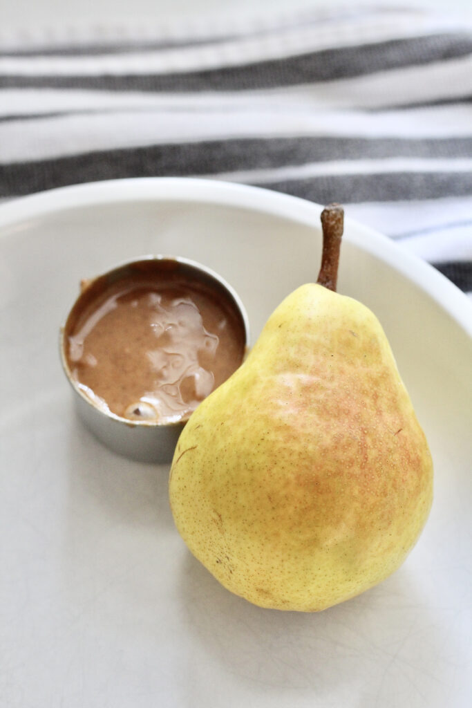 medium pear with almond butter