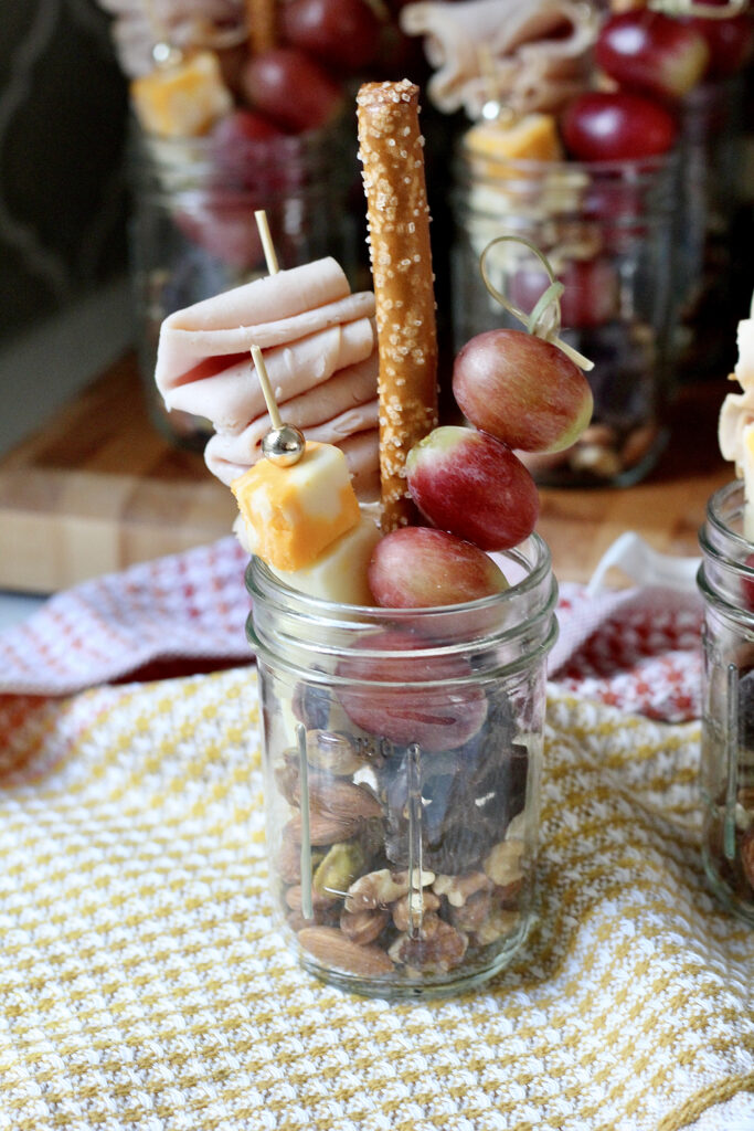 DIY individual charcuterie cups with grapes