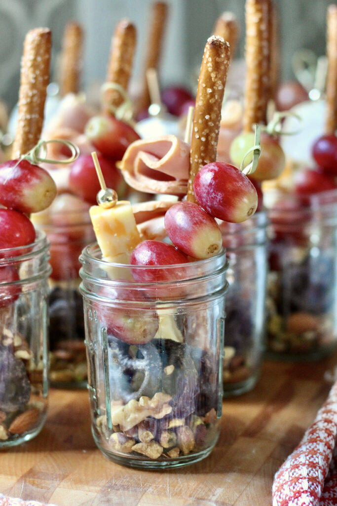 diy individual charcuterie cups with grapes