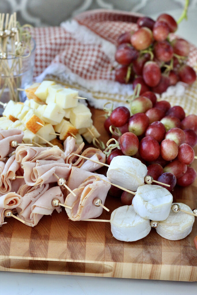 grapes on skewers for charcuterie cups