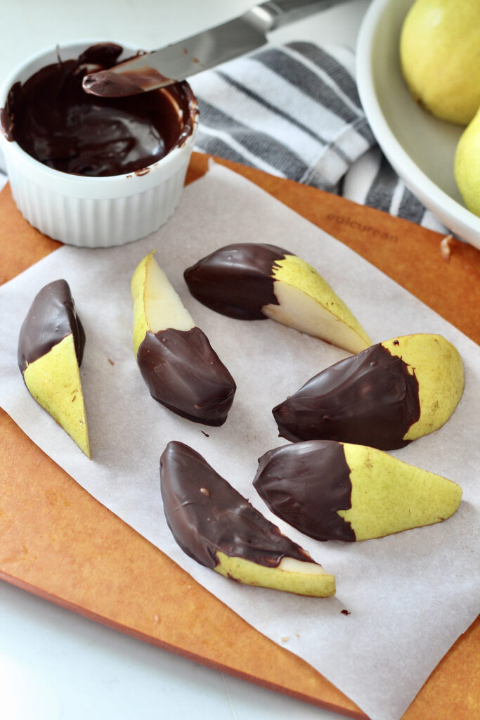 dark chocolate covered pears