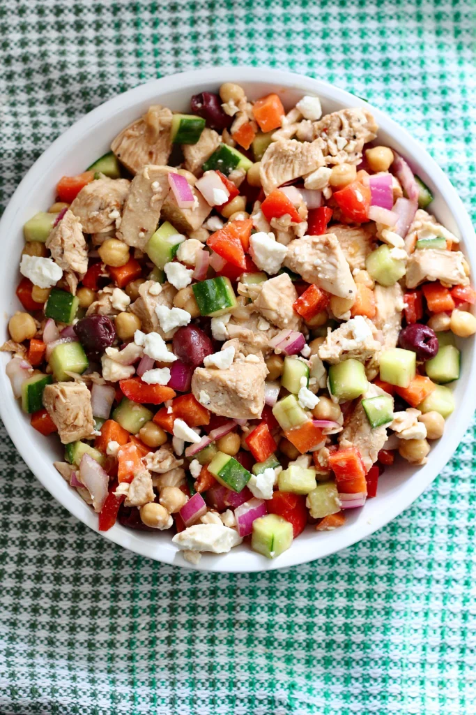 chopped veggie salad 6 | Milk & Honey Nutrition chopped veggie salad with chicken high protein diabetes plate method