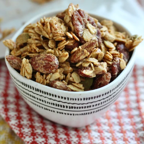 low sugar granola 5 | Milk & Honey Nutrition low sugar granola in cuisinart plastic ramekin