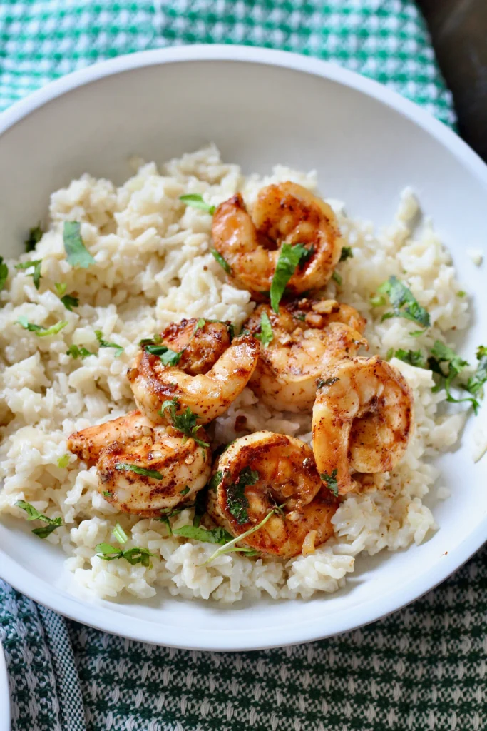 cilantro lime shrimp bowl 1 | Milk & Honey Nutrition food order and blood sugar