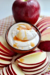 caramel apple cottage cheese dip | Milk & Honey Nutrition caramel apple cottage cheese dip no bake with cosmic crisp apple slices
